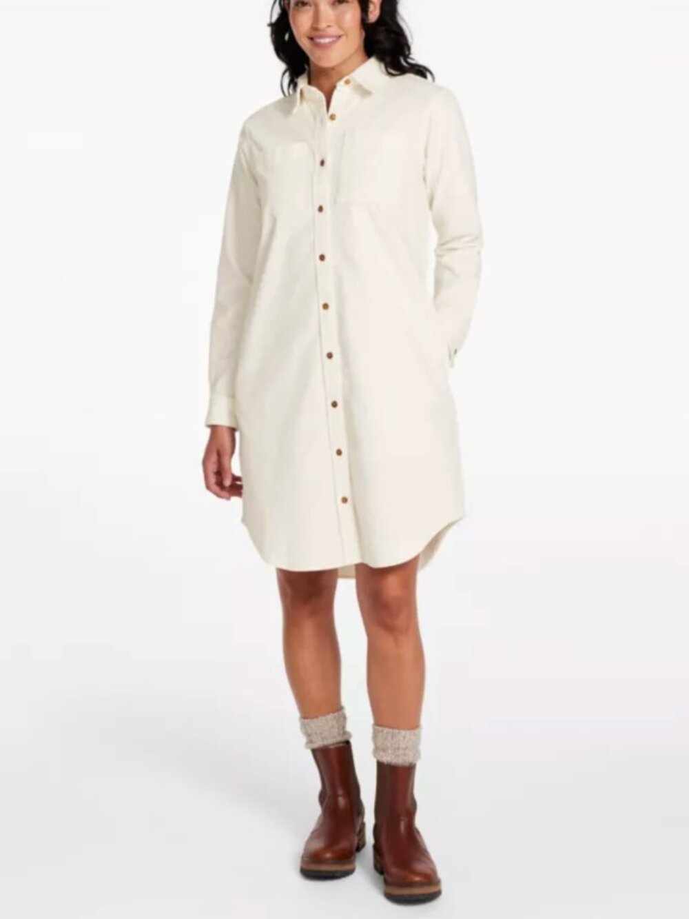 Women's L.L. Bean Heritage Washed White Denim Shirt Dress